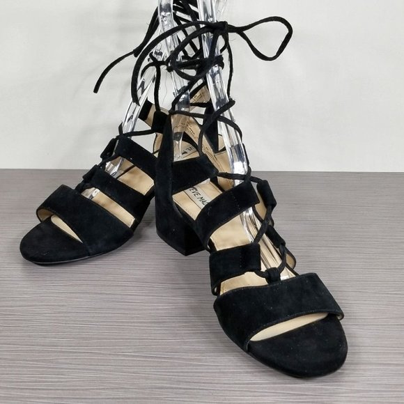 Steve Madden 'Kitty' Ghillie Sandal, Black Suede, Womens Size 8 - Picture 4 of 11